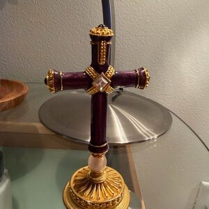Faberge Purple Imperial Cross Pendent Accented with Crystal and Gem Stones